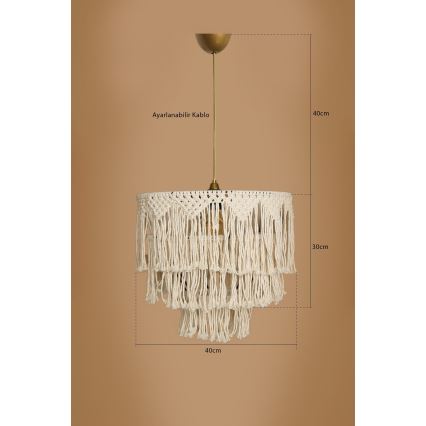 Pendul pe cablu RIMINI 1xE27/40W/230V, crem