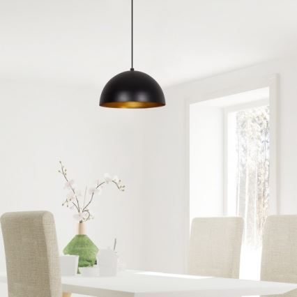 Pendul pe cablu SIVANI 1xE27/40W/230V Ø 30 cm negru/cupru