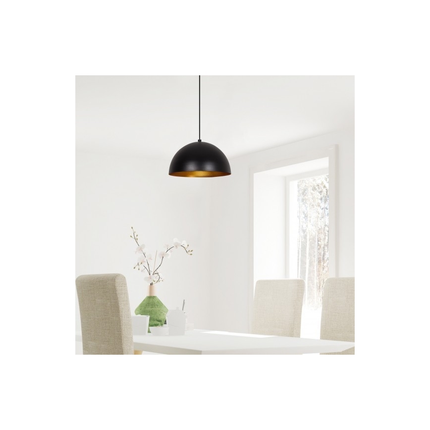 Pendul pe cablu SIVANI 1xE27/40W/230V Ø 30 cm negru/cupru