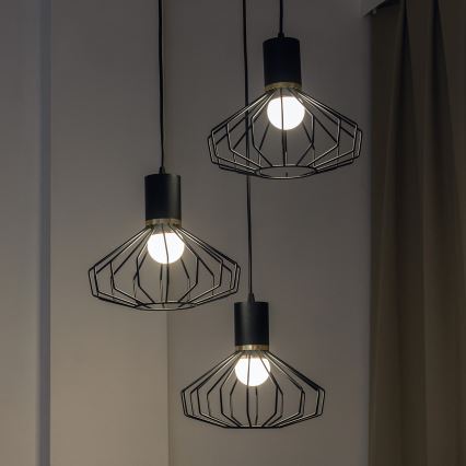 Pendul pe cablu SOLANO 3xE27/15W/230V negru/auriu