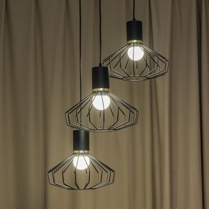 Pendul pe cablu SOLANO 3xE27/15W/230V negru/auriu
