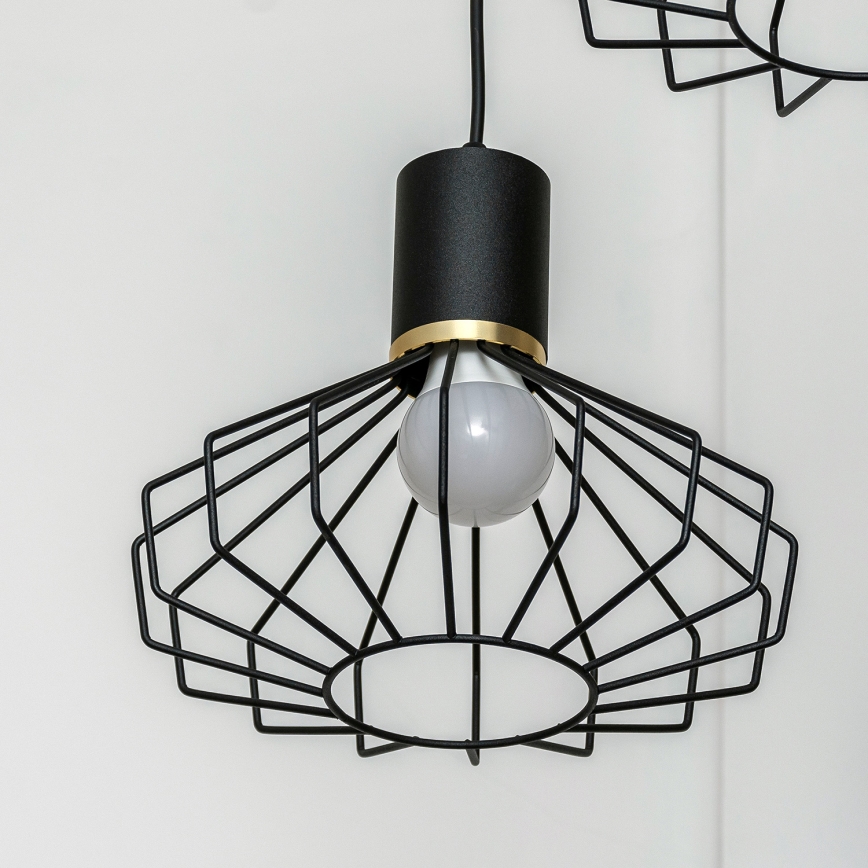 Pendul pe cablu SOLANO 3xE27/15W/230V negru/auriu