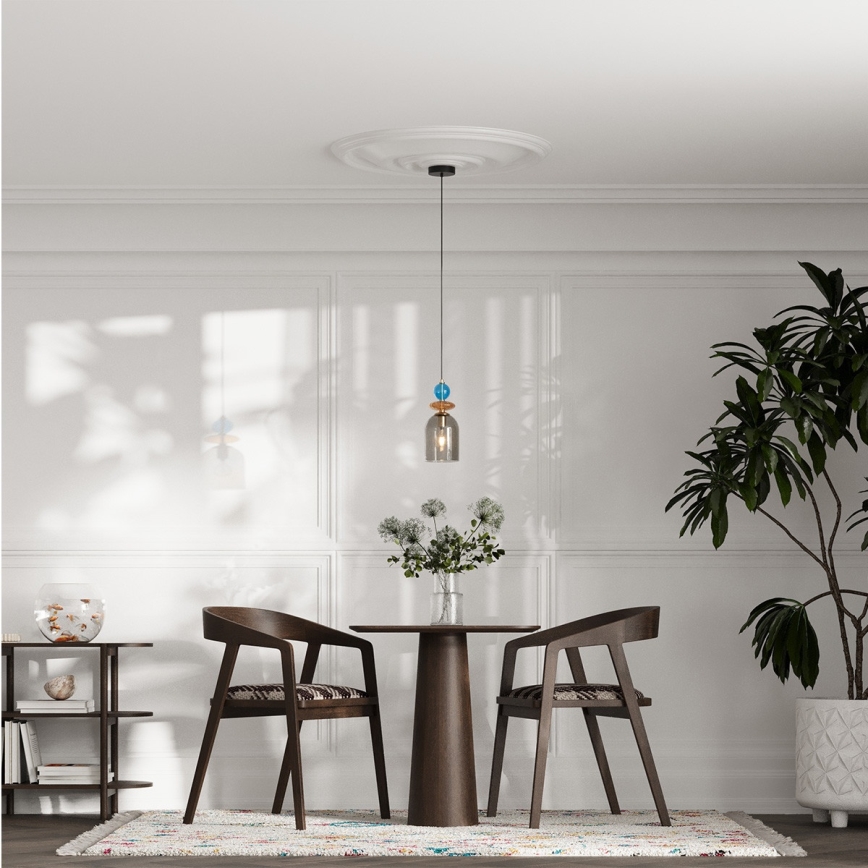 Pendul pe cablu TROPEA 1xE27/15W/230V negru/albastru fumuriu/bej