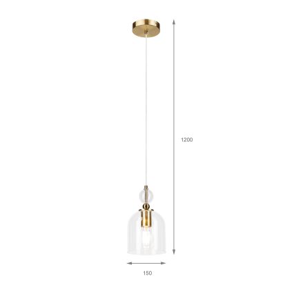 Pendul pe cablu VELARE 1xE27/15W/230V auriu/transparent