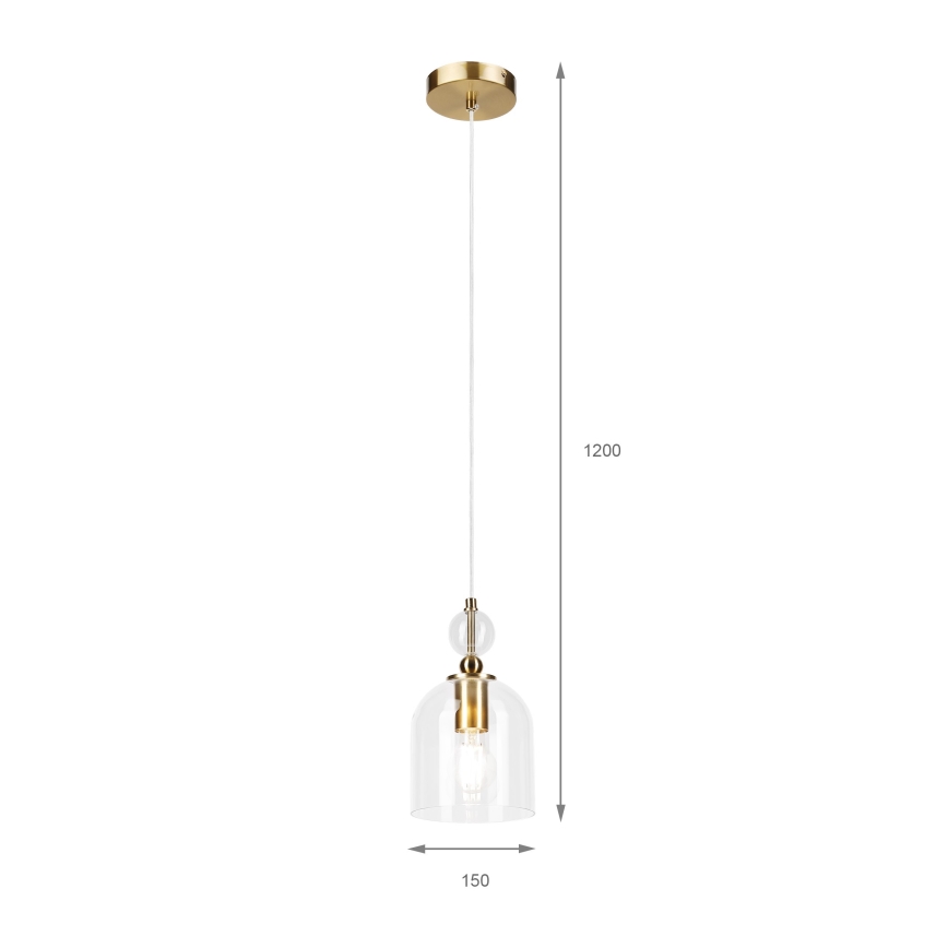 Pendul pe cablu VELARE 1xE27/15W/230V auriu/transparent