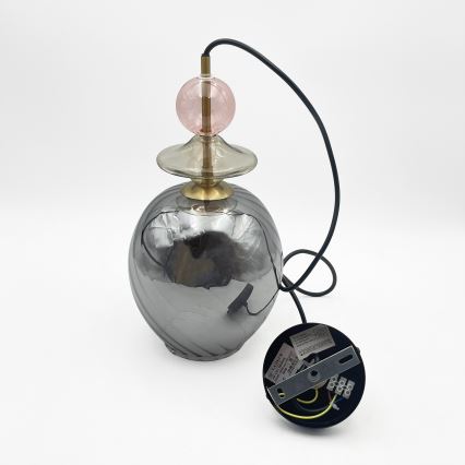 Pendul pe cablu VELLO, 1xE27/15W/230V, negru/roz prăfuit/bej/negru