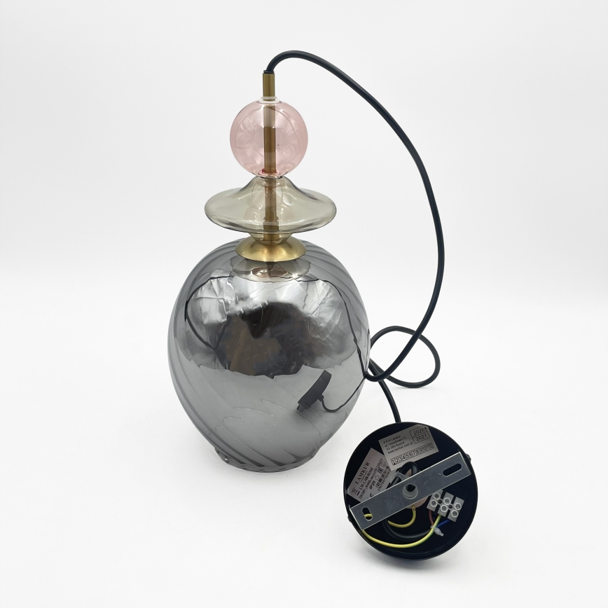 Pendul pe cablu VELLO, 1xE27/15W/230V, negru/roz prăfuit/bej/negru