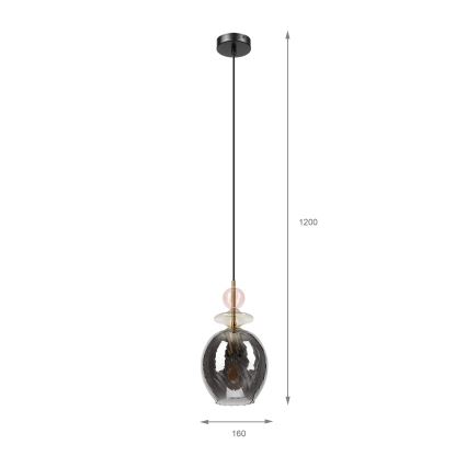 Pendul pe cablu VELLO, 1xE27/15W/230V, negru/roz prăfuit/bej/negru