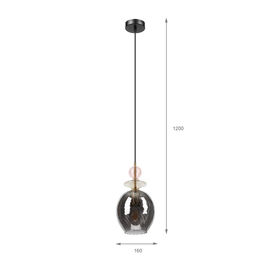 Pendul pe cablu VELLO, 1xE27/15W/230V, negru/roz prăfuit/bej/negru