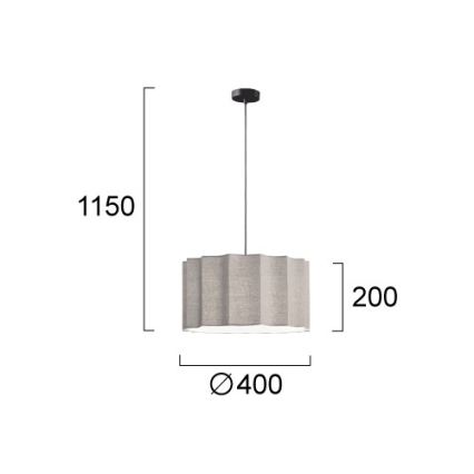 Pendul pe cablu WAVY 1xE27/14W/230V gri