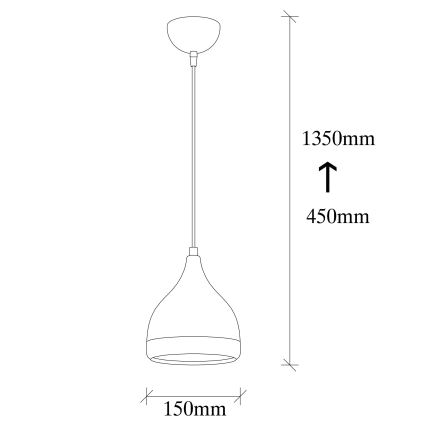 Pendul pe cablu YILDO 1xE27/40W/230V, negru/cupru