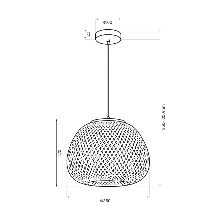 Pendul PETRA pe cablu 1xE27/15W/230V bambus