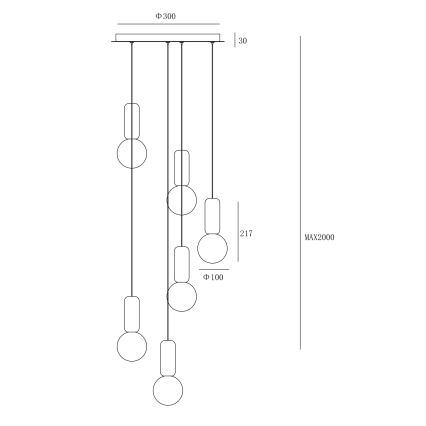 Pendul ROCK pe cablu, 6xG9/7W/230V, Ø35 cm, beton maro/gri/alb - Ondaluce