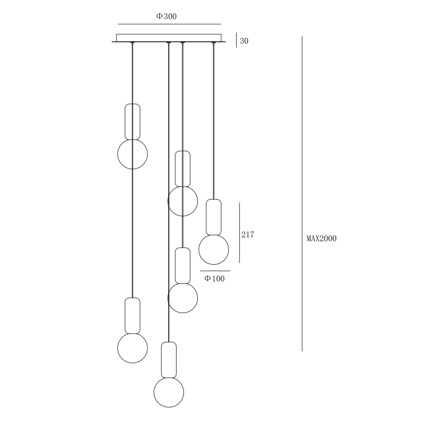 Pendul ROCK pe cablu, 6xG9/7W/230V, Ø35 cm, beton maro/gri/alb - Ondaluce