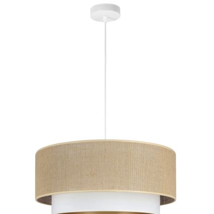 Pendul SARTA pe cablu, 1xE27/60W/230V, Ø 45 cm, alb/iută