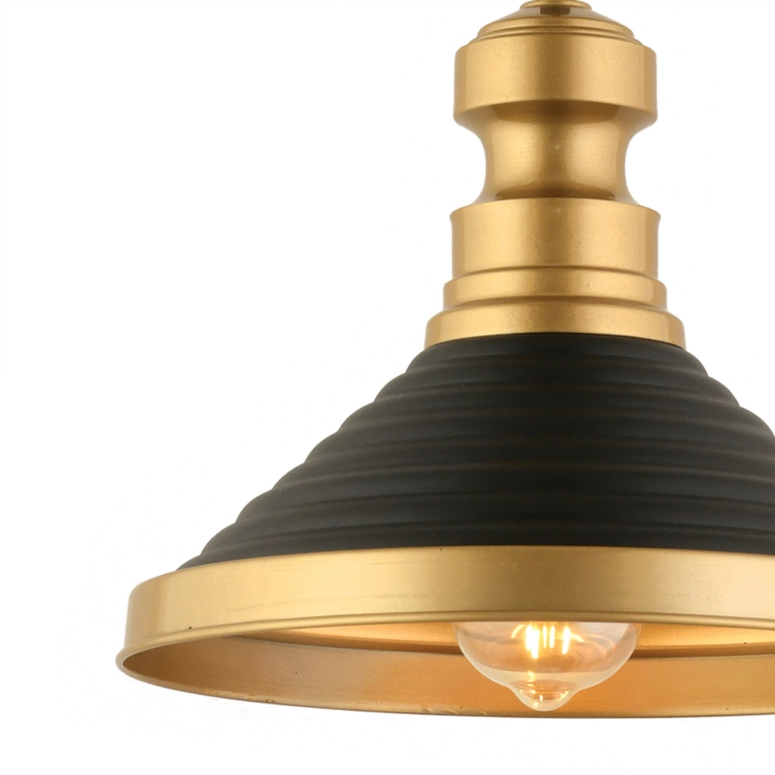 Pendul suspendat pe cablu MONZA 1xE27/40W/230V, Ø 30 cm, negru/auriu