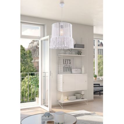 Pendul suspendat pe cablu NESS MACRAME 1xE27/40W/230V, alb