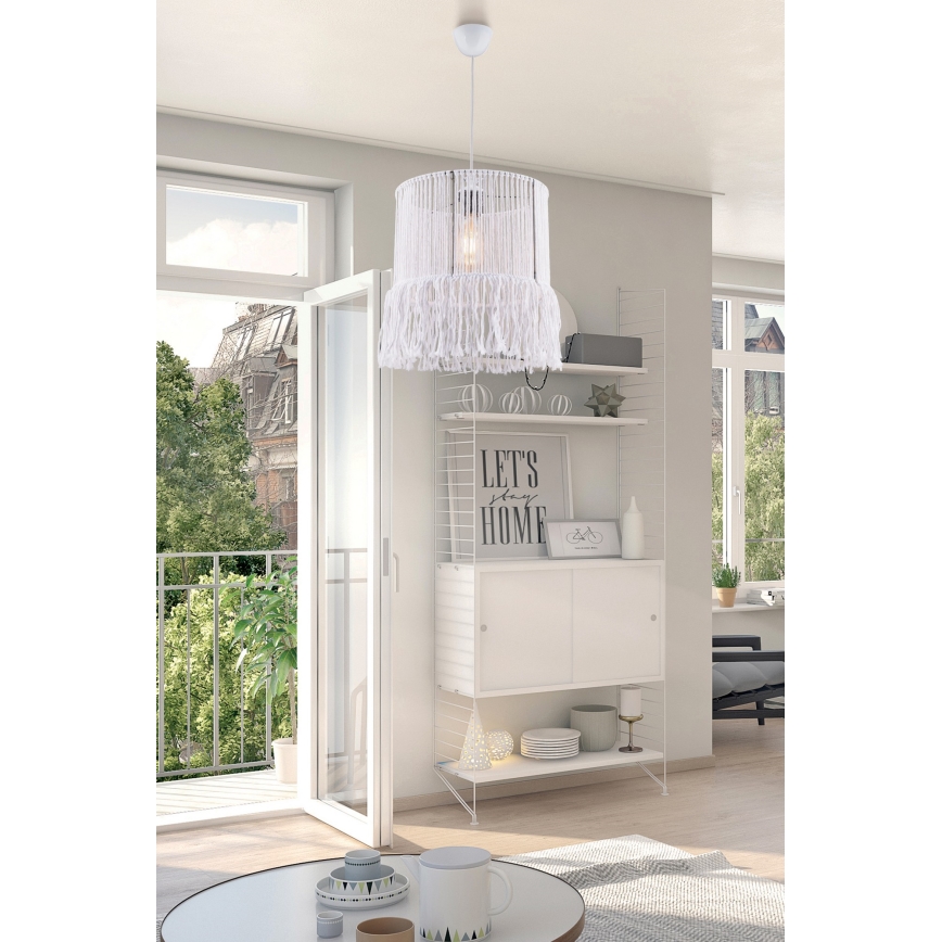 Pendul suspendat pe cablu NESS MACRAME 1xE27/40W/230V, alb