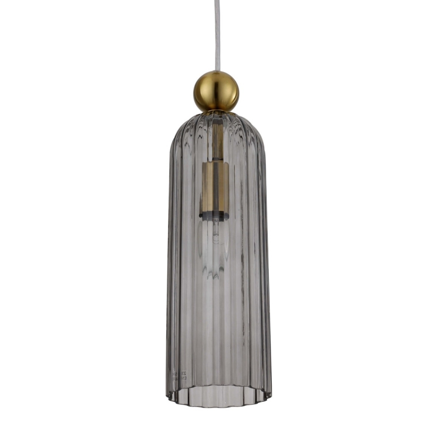 Pendul suspendat pe cablu PIEGA, 1xE14/40W/230V, alamă/negru fumuriu
