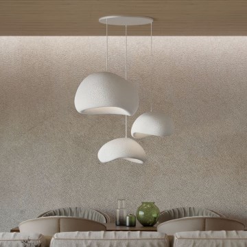 Pendul WABI SABI pe cablu, 3xE27/40W/230V, Ø 76 cm, alb - Brilagi