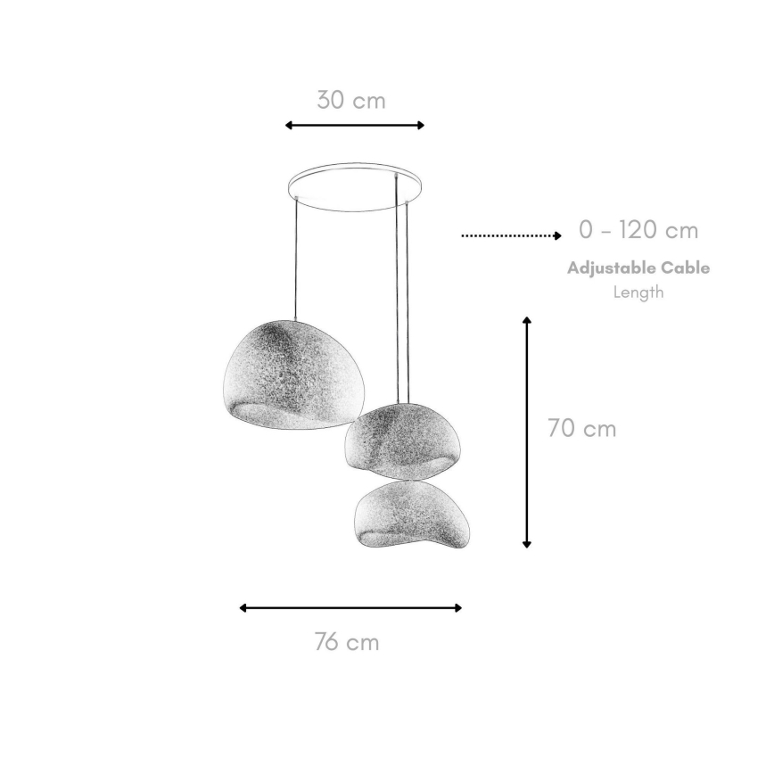 Pendul WABI SABI pe cablu, 3xE27/40W/230V, Ø 76 cm, alb - Brilagi