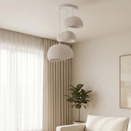 Pendul WABI SABI pe cablu, 3xE27/40W/230V, Ø 76 cm, alb - Brilagi