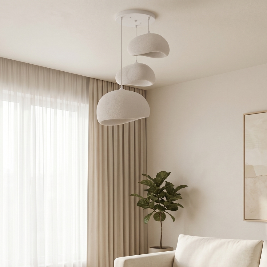 Pendul WABI SABI pe cablu, 3xE27/40W/230V, Ø 76 cm, alb - Brilagi