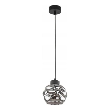 Pendul ZULIA pe cablu 1xE27/15W/230V, negru/fumuriu