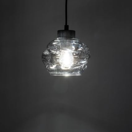 Pendul ZULIA pe cablu 1xE27/15W/230V, negru/fumuriu