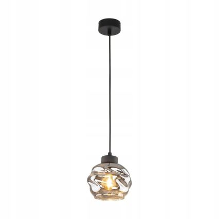 Pendul ZULIA pe cablu 1xE27/15W/230V, negru/fumuriu