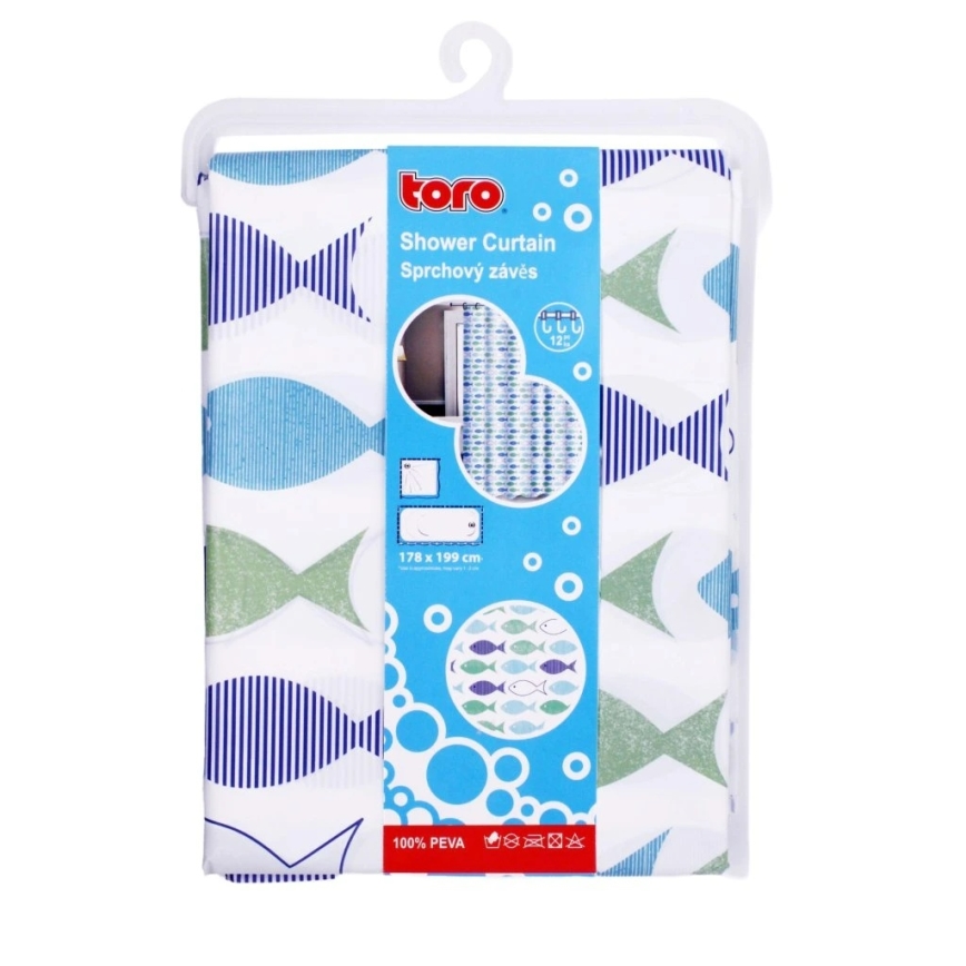 Perdea de duș TORO PREMIUM 178x199 cm albastru/verde