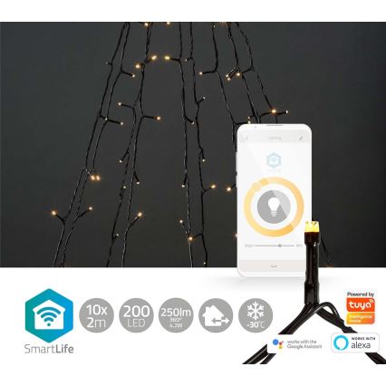 Perdea LED de Crăciun de exterior 200xLED/8 funcții 10x2m IP65 Wi-Fi Tuya alb cald