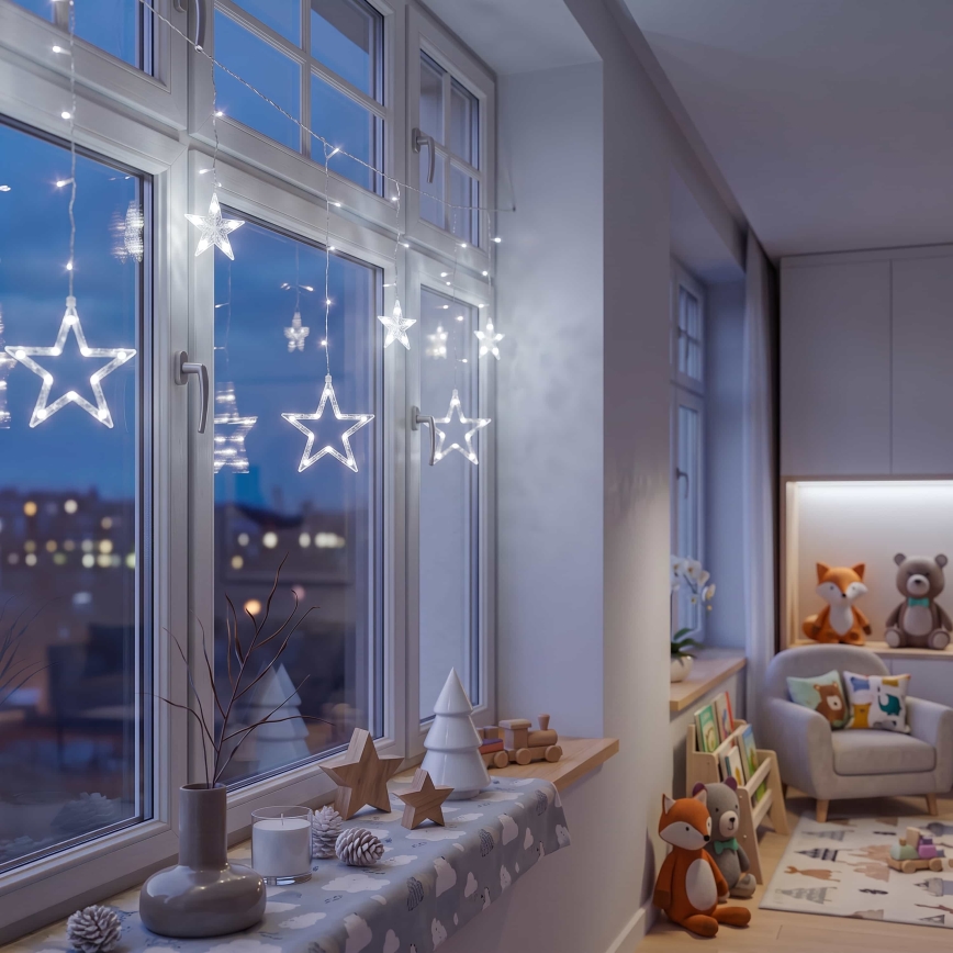 Perdea LED de Crăciun BRILAGI 77xLED/3xAA/USB 1,8m alb rece