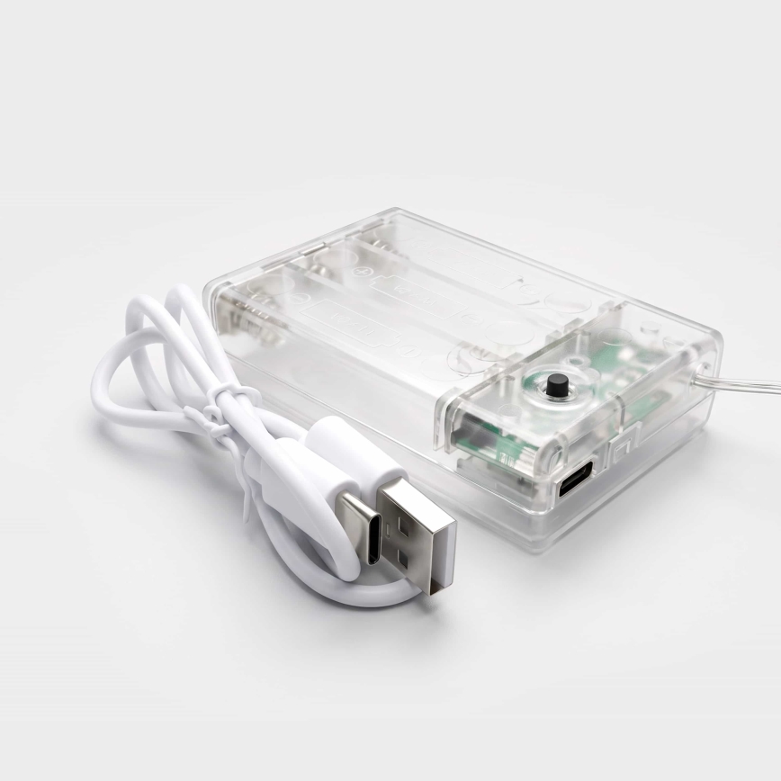 Perdea LED de Crăciun BRILAGI 77xLED/3xAA/USB 1,8m alb rece