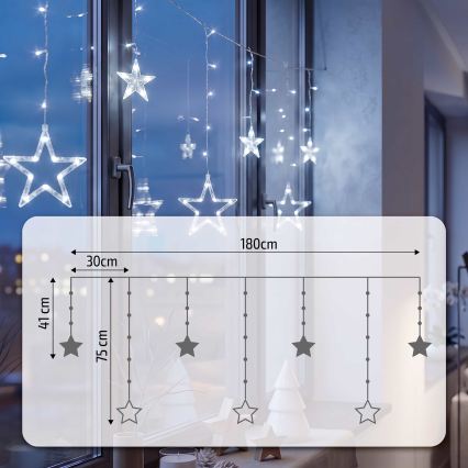 Perdea LED de Crăciun BRILAGI 77xLED/3xAA/USB 1,8m alb rece