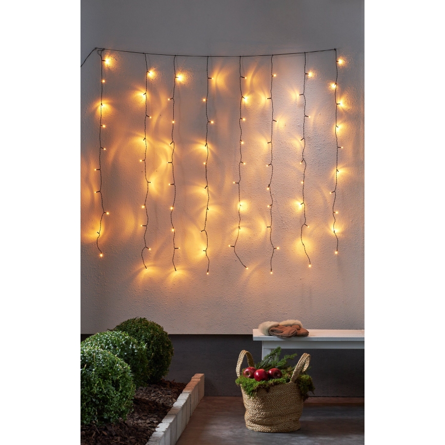 Perdea LED de Crăciun de exterior Eglo 80xLED 1,3m IP44 alb cald