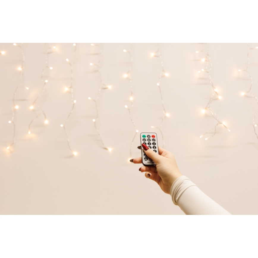 LED perdea reglabilă de Crăciun pentru exterior CURTAIN 360xLED/8,4W/230V 2x2 m IP44 alb cald + telecomandă