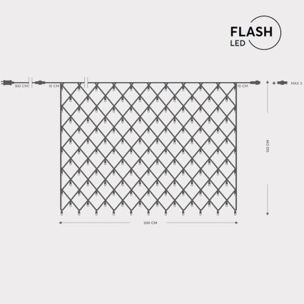 Perdea LED de exterior NET 240xLED/7,2W/230V 1,5x2 m IP44 alb cald