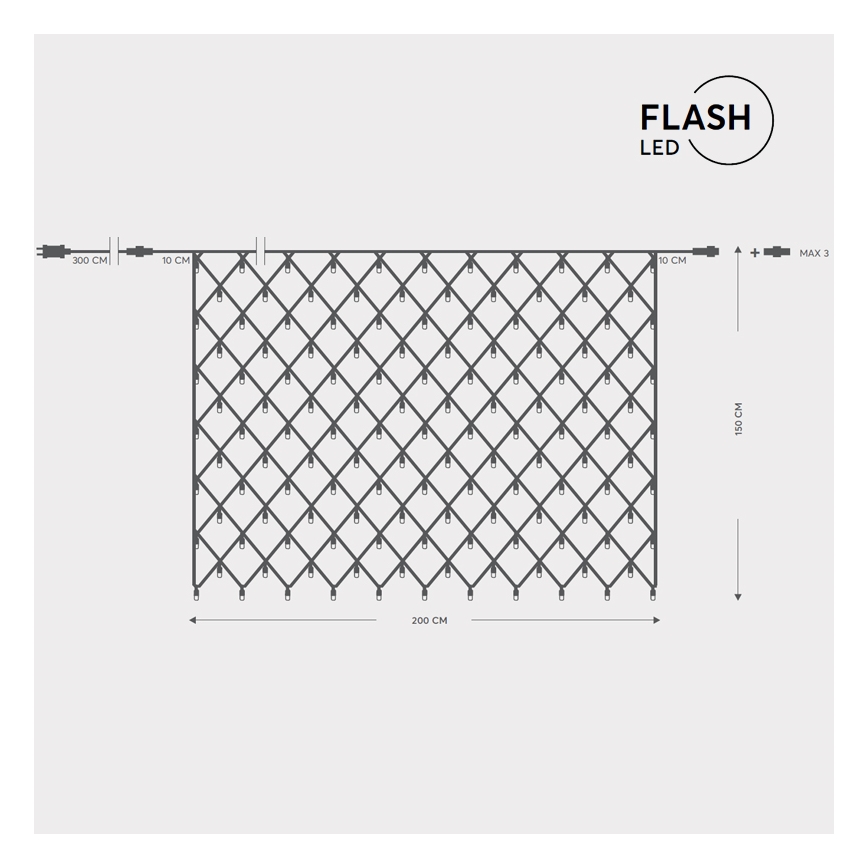 Perdea LED de exterior NET 240xLED/7,2W/230V 1,5x2 m IP44 alb cald