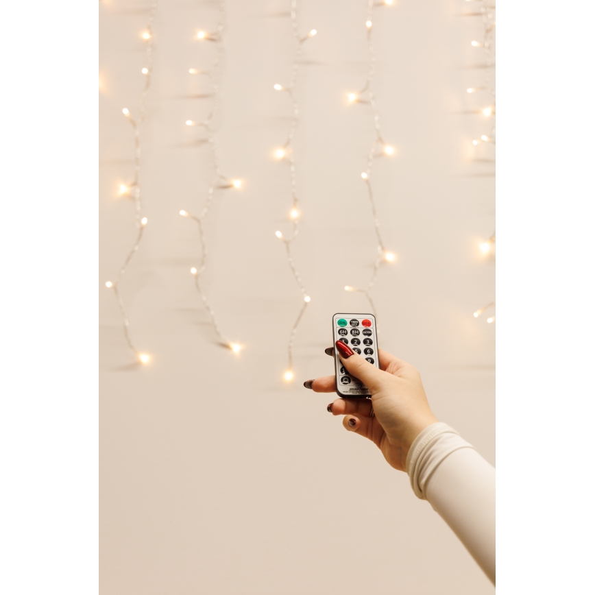 Perdea LED dimabilă pentru exterior CURTAIN 360xLED/8,4W/230V 2x2 m IP44 alb cald + telecomandă