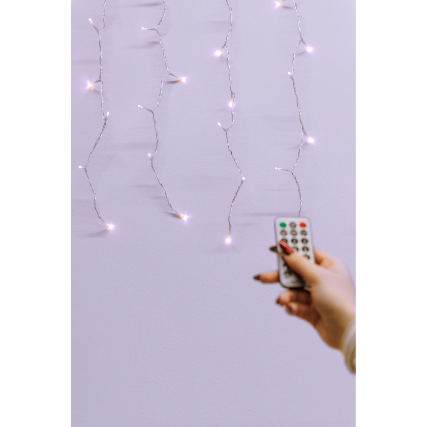 Perdea LED dimabilă pentru exterior CURTAIN 360xLED/8,4W/230V 2x2 m IP44 alb cald + telecomandă