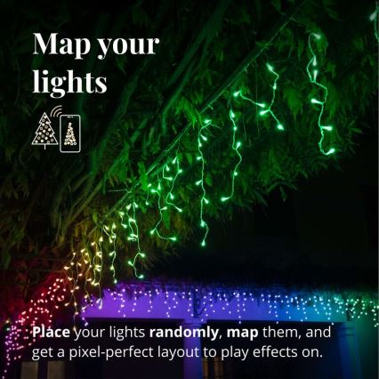 Perdea LED RGB de Crăciun de exterior 190xLED 5 m IP44 Wi-Fi Twinkly TWI190STP-TEU