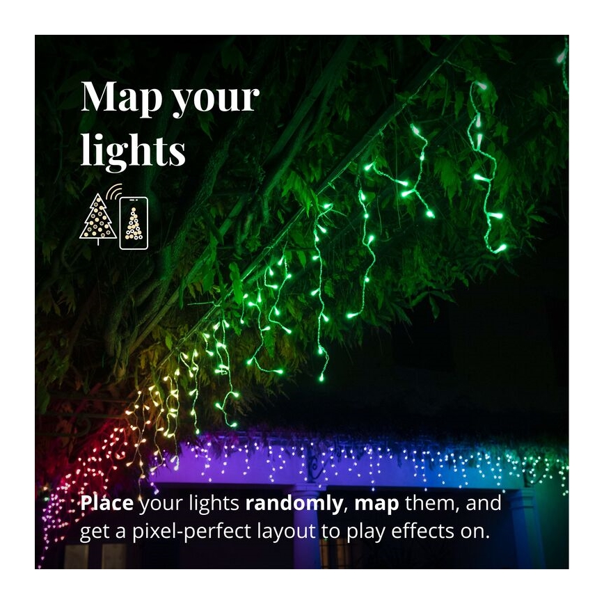 Perdea LED RGB de Crăciun de exterior 190xLED 5 m IP44 Wi-Fi Twinkly TWI190STP-TEU