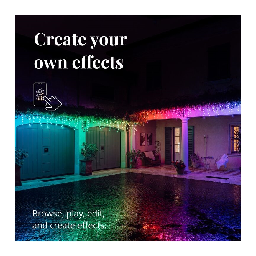 Perdea LED RGB de Crăciun de exterior 190xLED 5 m IP44 Wi-Fi Twinkly TWI190STP-TEU