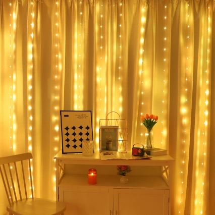Perdea LED RGB de Crăciun reglabilă WIZARD 300xLED/USB 3x3m + telecomandă
