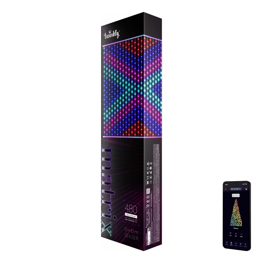 Perdea LED RGB dimabilă de Crăciun Twinkly MATRIX 480xLED 1x1 m Wi-Fi