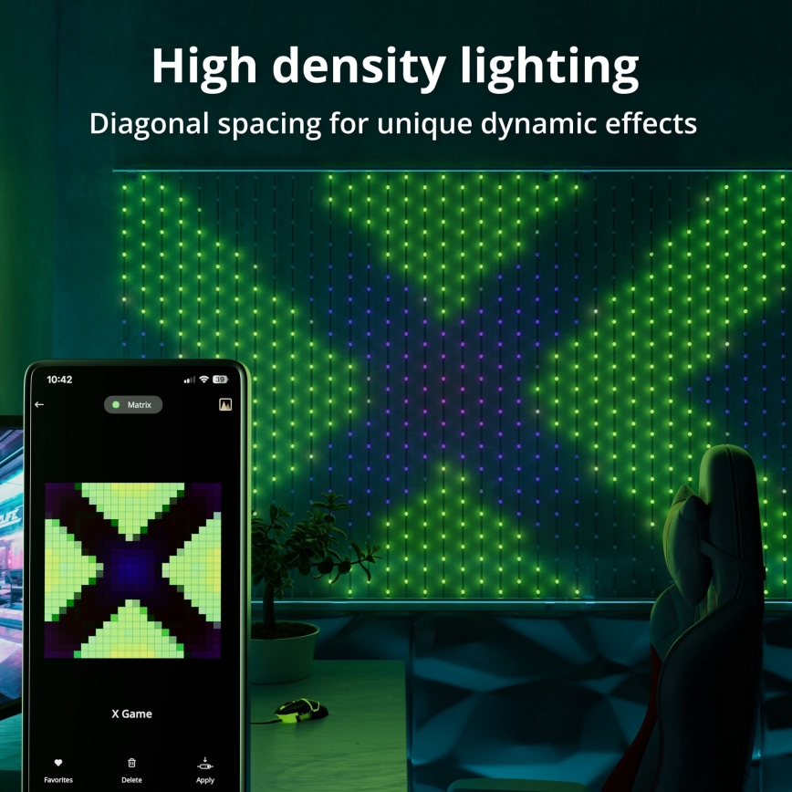 Perdea LED RGB dimabilă de Crăciun Twinkly MATRIX 480xLED 1x1 m Wi-Fi