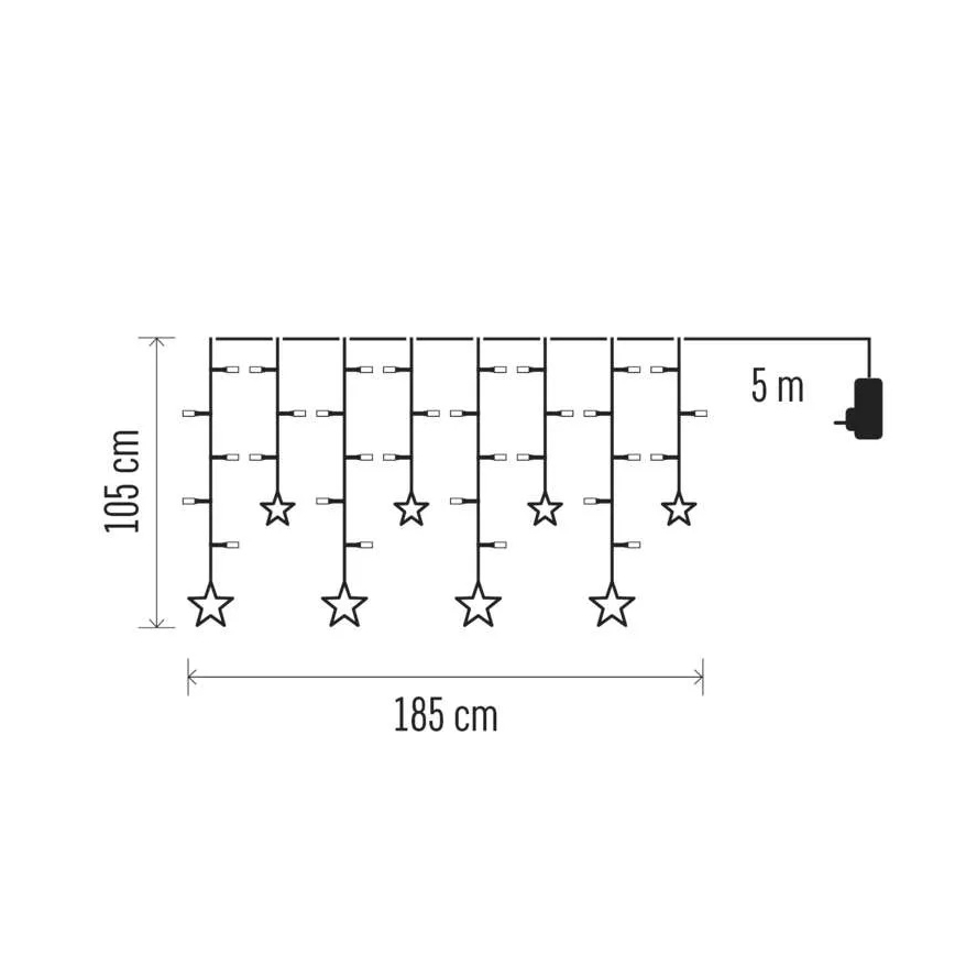 Perdea luminoasă LED de Crăciun, 115 LED, 1,35 W, 6,85 x 1,05 m, alb cald