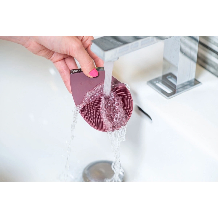 Perie de curățare facială SONIVIBE Concept SK9101, 2W/5V, 250 mAh, IPX7, roșie