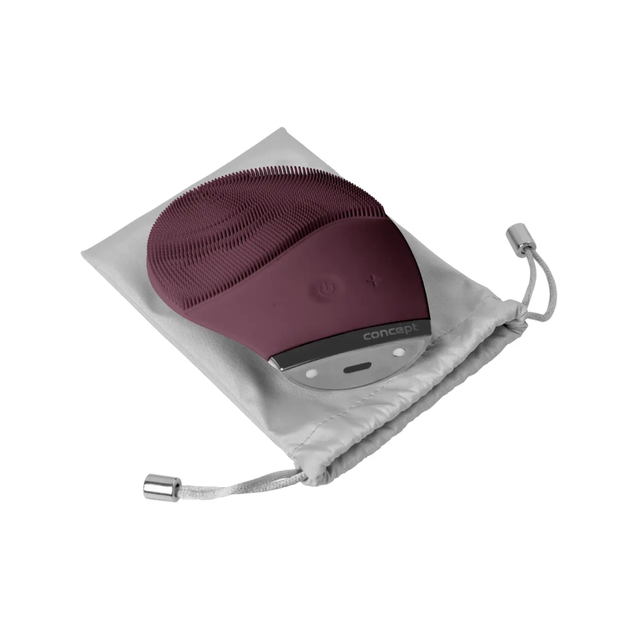 Perie de curățare facială SONIVIBE Concept SK9101, 2W/5V, 250 mAh, IPX7, roșie
